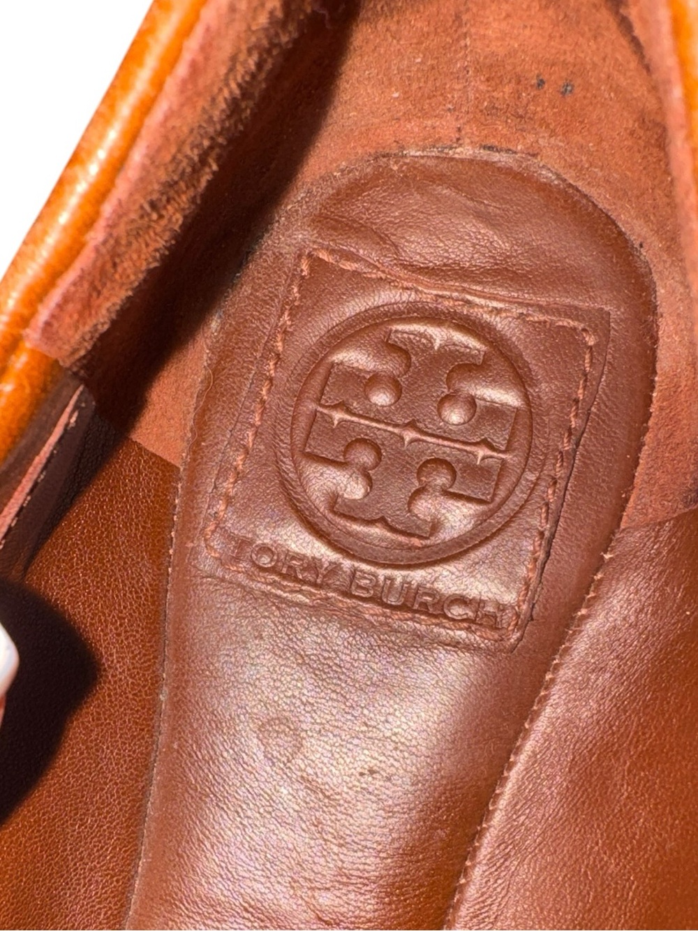 Tory Burch Tan & Black Leather Ballet Flats size 5M - Picture 7 of 13